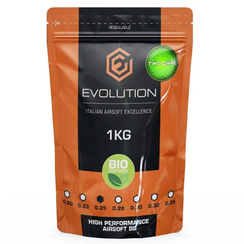 Bolas BIO 0.25g Trazadoras Evolution High Performance BBS 1kg Verdes