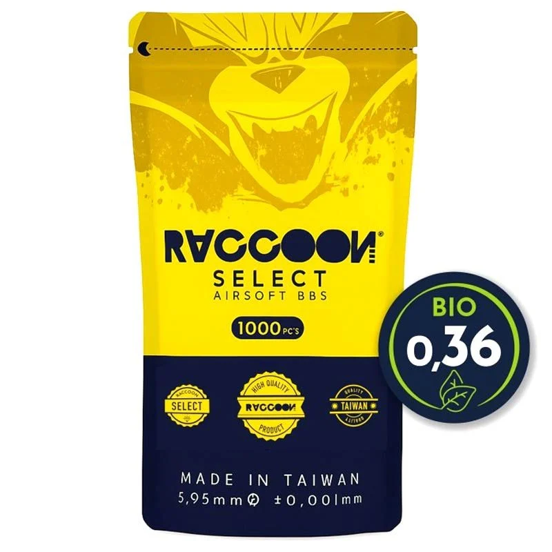 Bolas BIO 0.36g Raccoon Select 1000 BBS Blancas