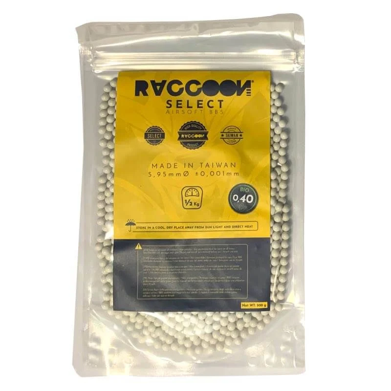 Bolas BIO 0.40g Raccoon Select BBS 0.5kg Blancas