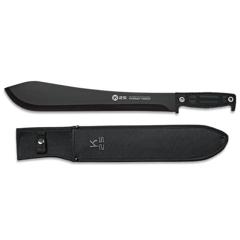 Cuchillo Cortacañas Táctico K25 31800 36cm con Funda Negro