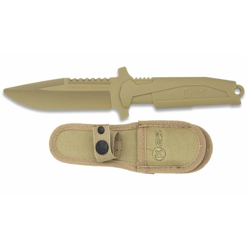 Cuchillo Entrenamiento Dummy K25 32464 Contact Trainer 11.5cm Tan con Funda