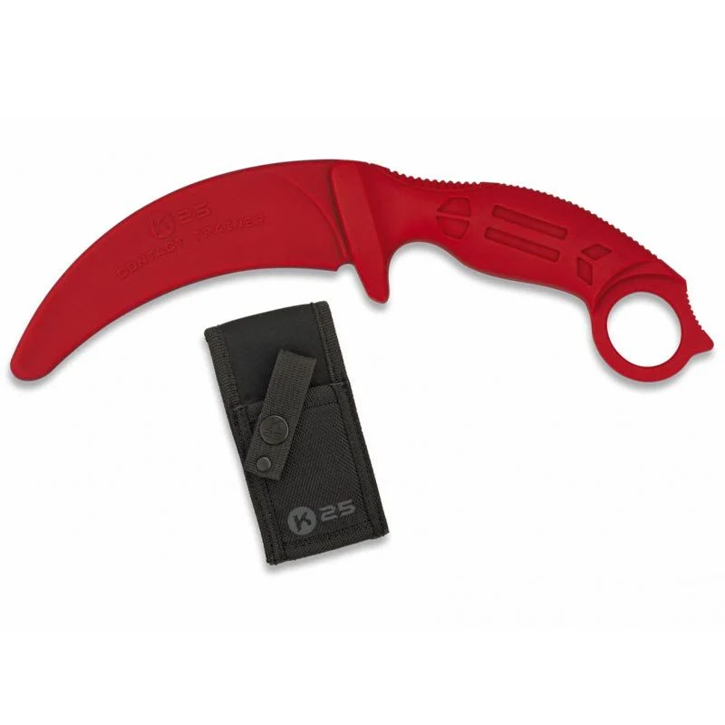 Cuchillo Entrenamiento Dummy K25 32335 Karambit Contact Trainer 10.2cm Rojo con Funda