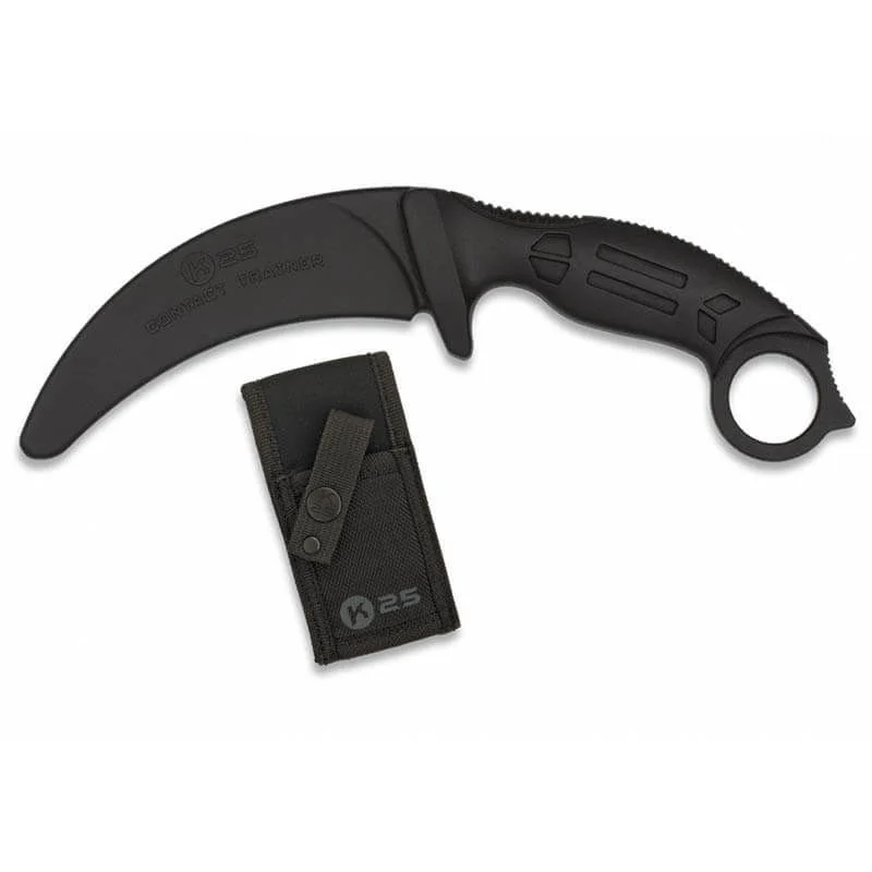 Cuchillo Entrenamiento Dummy K25 32336 Karambit Contact Trainer 10.2cm Negro con Funda