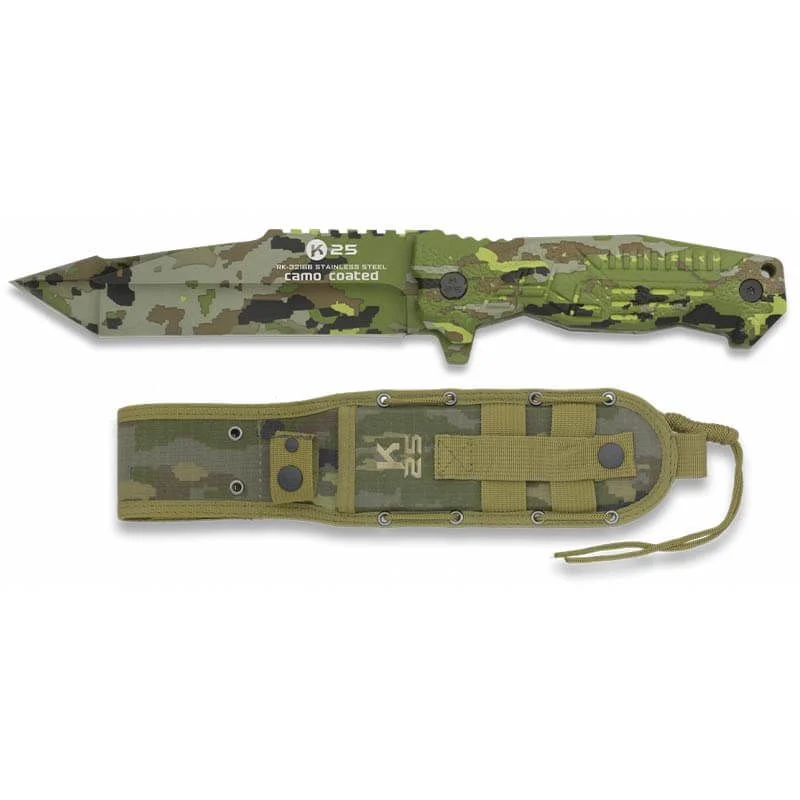 Cuchillo Táctico K25 32166 14cm Camo Pixelado con Funda