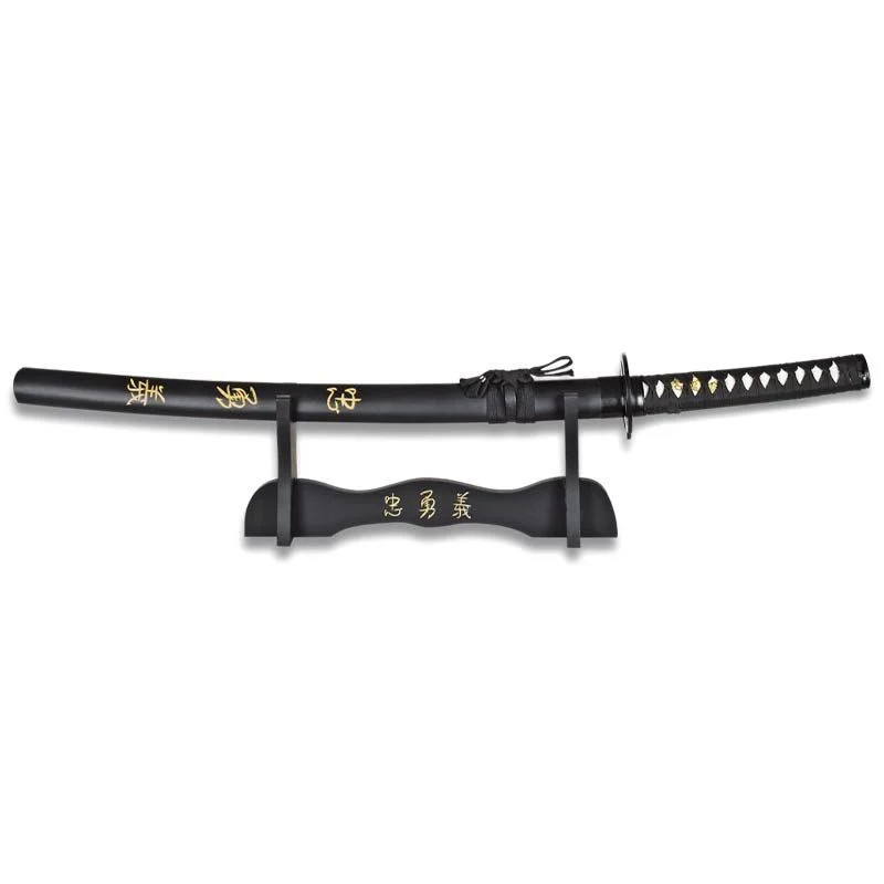 Katana Ornamental Estilo Japones Tole10 Imperial Wakizashi Negra (Con Soporte)