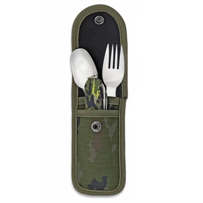 KIT de Cubiertos Albainox Camping con Funda Boscoso Pixelado