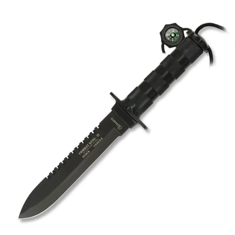 Cuchillo de Caza Supervivencia Albainox Combat King II 15.6cm con Funda Negro
