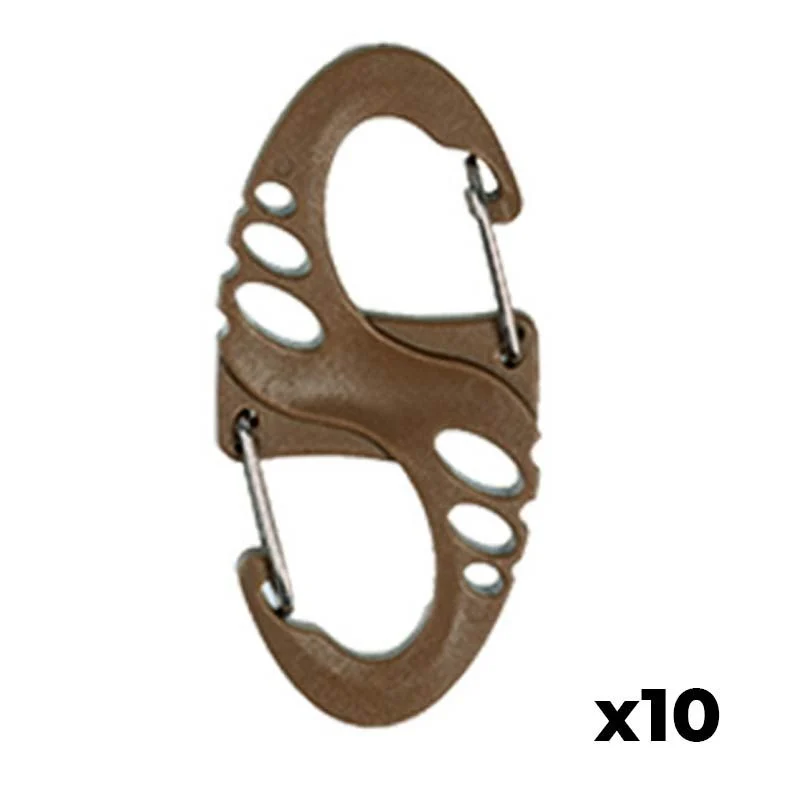 Mosquetón Mil-Tec Tactical S-Hook Coyote Pack 10u