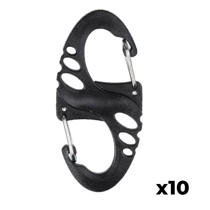 Mosquetón Mil-Tec Tactical S-Hook Negro Pack 10u
