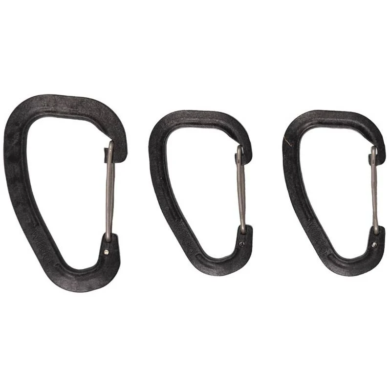 Mosquetón Wildo Carabiner SET Polimero Negro Pack 3u