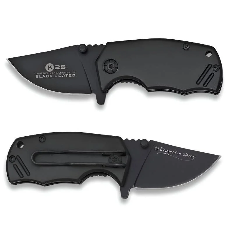Navaja Táctica K25 18203 Black Coated Mini I 5.3cm con Clip
