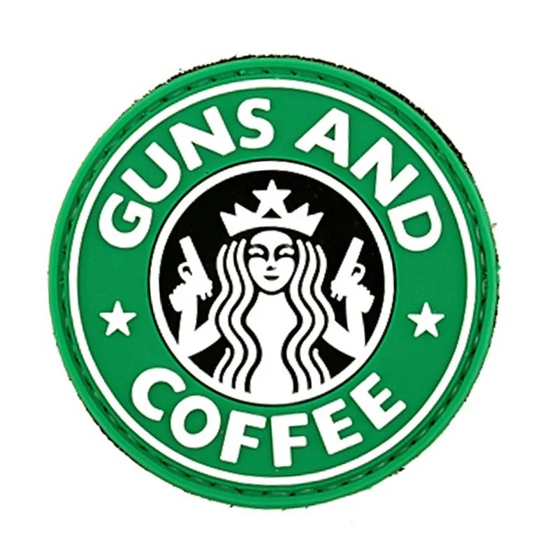 Parche Goma Relieve OEM Guns and Coffee Verde