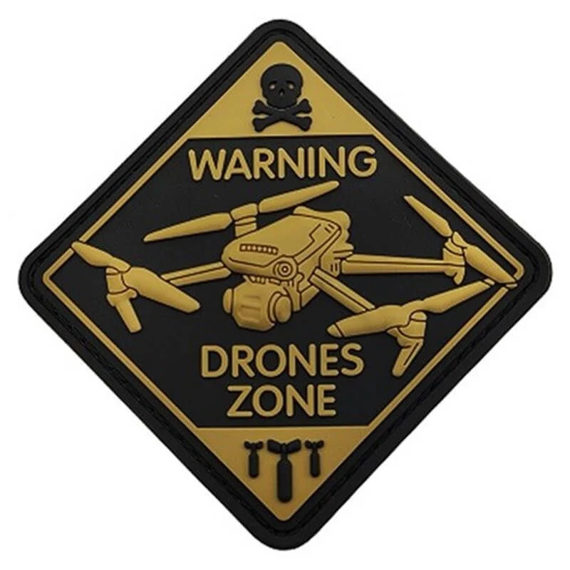 Parche Goma Relieve OEM Warning Drones Zone F121 Fluorescente