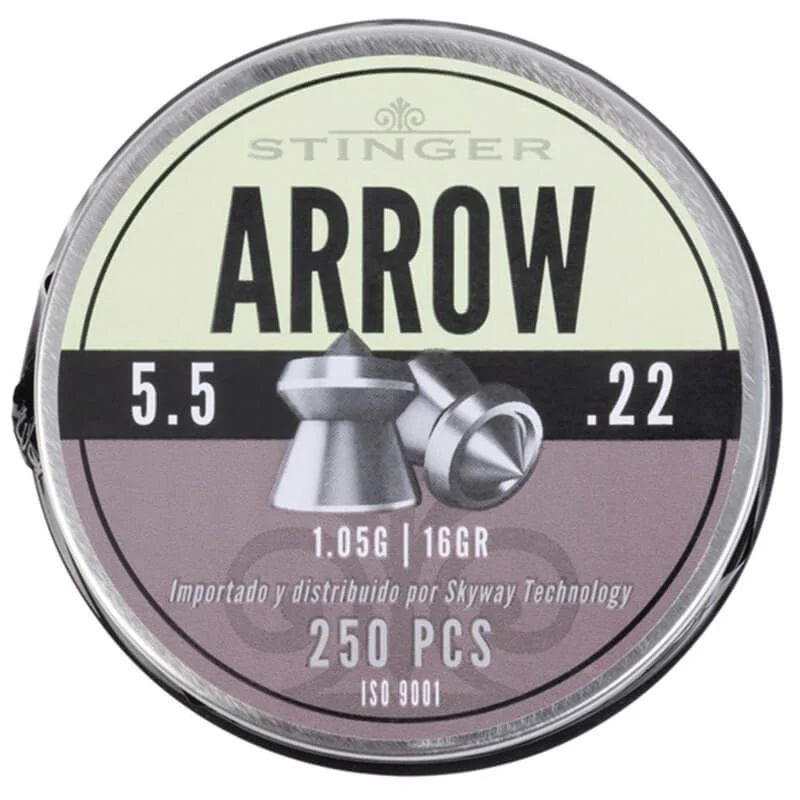 Perdigón Diábolo Punta Afilada 5.5mm 1.05g Stinger Arrow 250u