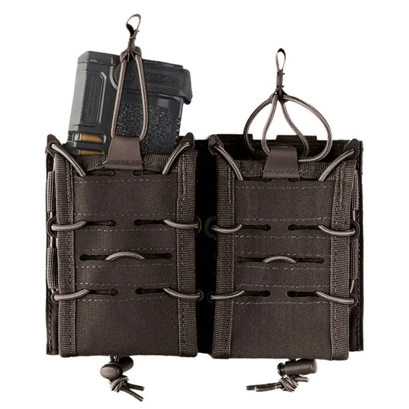 Pouch Portacargador Doble M4 Mil-Tec Open Top Flex Double Mag Negro