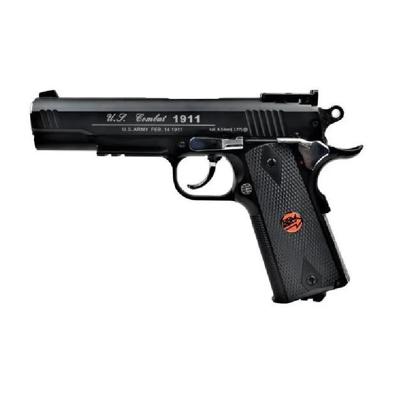Réplica CO2 4.5mm Pistola Bruni U.s. Combat 1911 Blowback Full Metal BR-601MB Negra