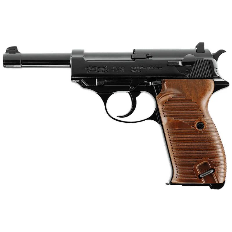 Réplica CO2 4.5mm Pistola Umarex Walther P38 Full Metal Negra/Madera