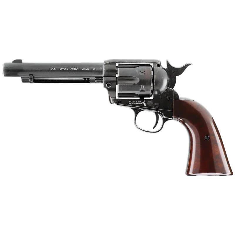 Réplica CO2 4.5mm Revólver Umarex Saa .45 Peacemaker 5.5″ Pellet Antique Plata