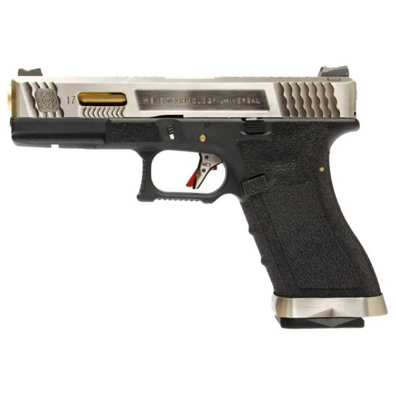 Réplica GBB Pistola G17 WE G-Force 17 Bk Gold Barrel Metal Version Negro/Plata