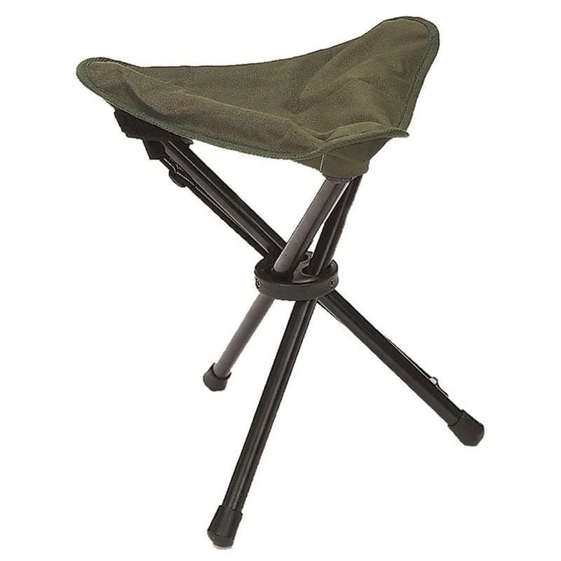 Taburete de Camping Plegable Mil-Tec Tripode Verde OD