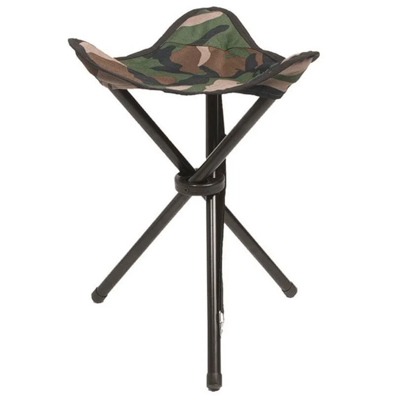 Taburete de Camping Plegable Mil-Tec Tripode Woodland