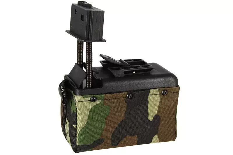 Caja de munición Mini 1500 bolas M249 Woodland A&K