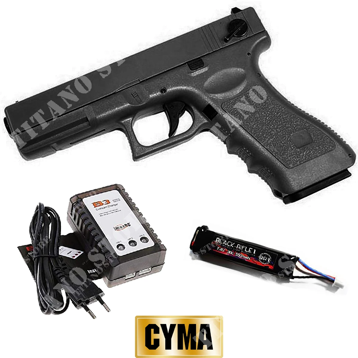 KIT GLOCK G18C NEGRO + LIPO + CARGADOR DE BATERIA CYMA (CM030-KIT)