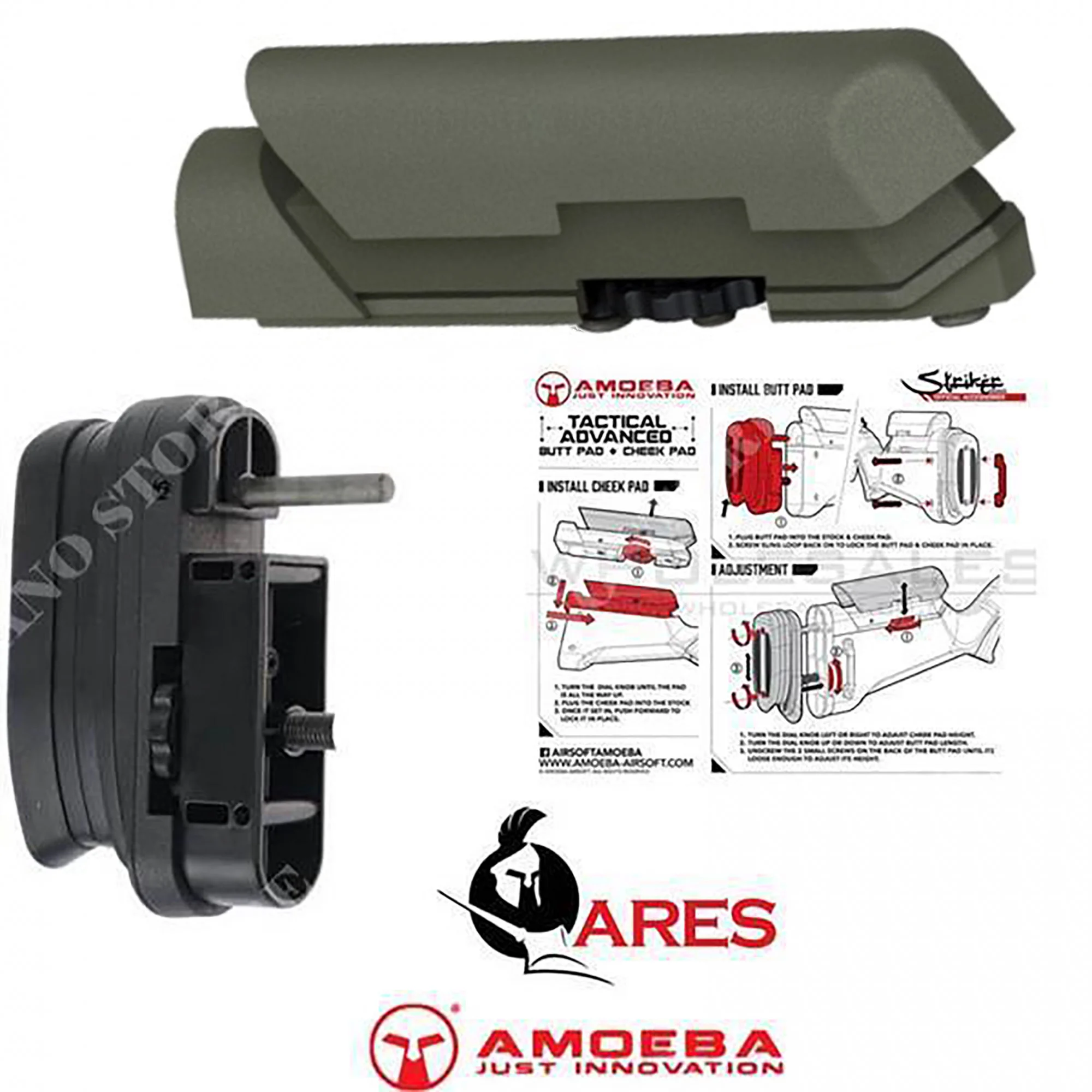 AMOEBA STOCK STRIKER DE MEJILLAS DE HOMBRO REGULABLE S1 ARES (AR-ASPAD01V)