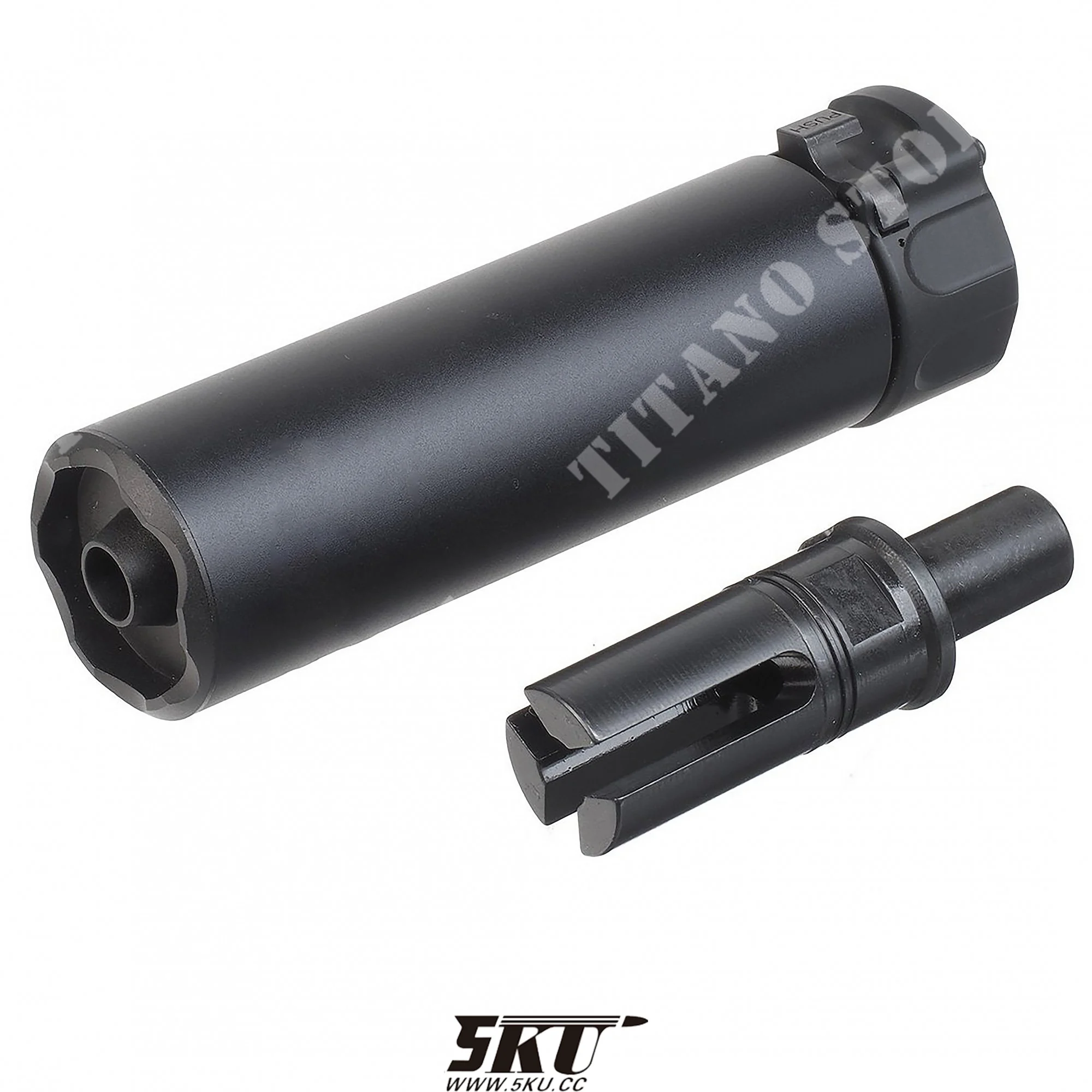 SILENCIADOR CON ENDURECEDOR FLASH SOCOM46-MINI PARA MP7 UMAREX/VFC/KWA NEGRO 5KU (5KU-270-BK)