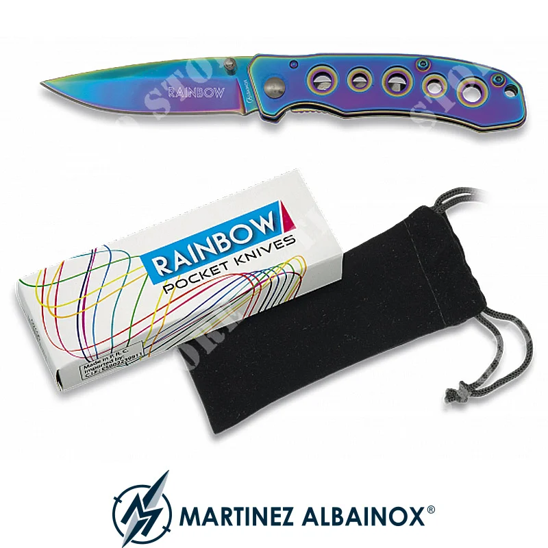 HOJA DE TITANIO MULTICOLOR ARCO IRIS 6,8cm CUCHILLO MARTINEZ ALBAINOX (ALB-19527)