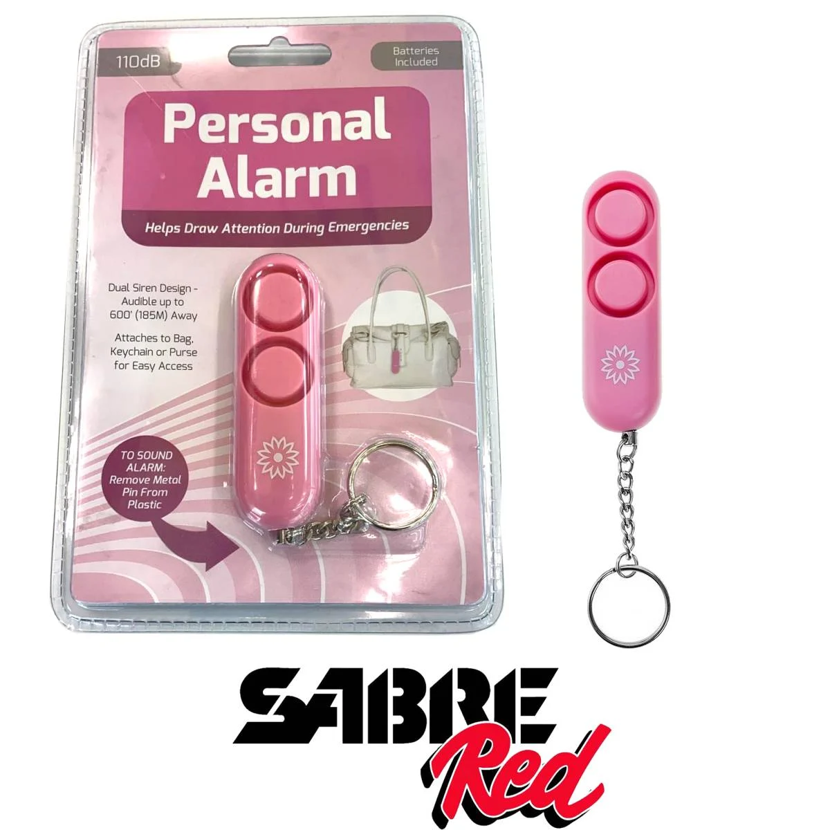 ALARMA PERSONAL ROSA 110dB ROJO SABLE (FD-PK-01)
