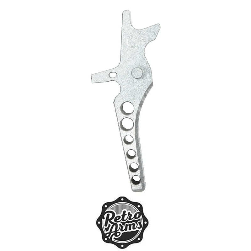 GATILLO CNC AR15 TIPO C + BRAZOS RETRO PLATA (RA-6775)