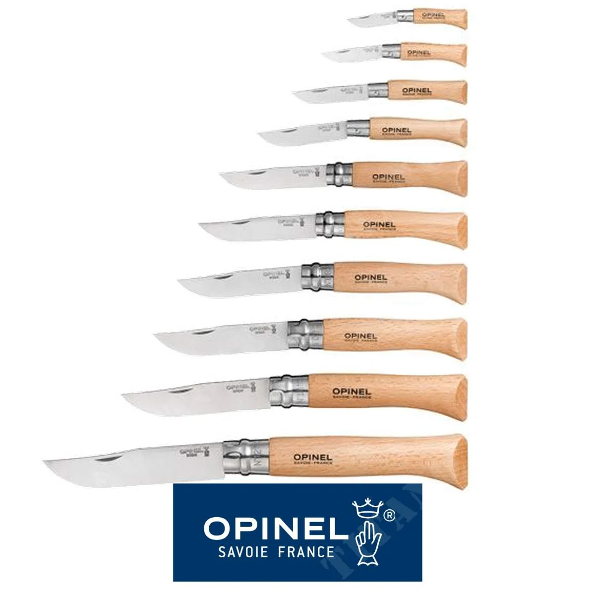 CAJA DE 10 CUCHILLOS DE COLECCIÓN CON HOJA DE ACERO INOXIDABLE OPINEL (OPN-001311)