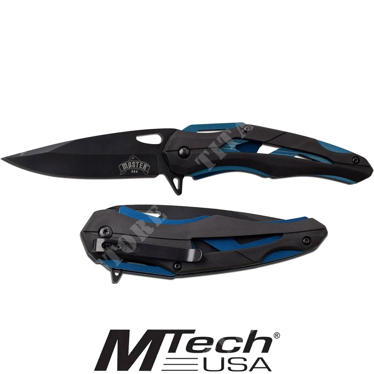CUCHILLO BLOQUEO M / NEGRO / AZUL 8 '' MASTER USA (MU-A086BL)