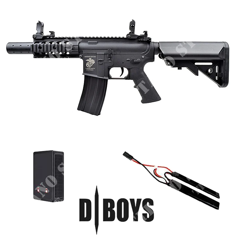 M4 5 '' STUBBY ABS NEGRO + BATERÍA + CARGADOR DE BATERÍA LIPO D-BOYS (1171-KIT)