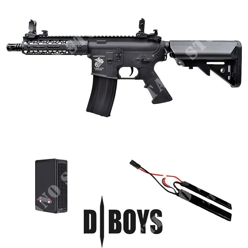 M4 7 '' ABS NEGRO + BATERIA + CARGADOR DE BATERIA LIPO D-BOYS (1901-KIT)