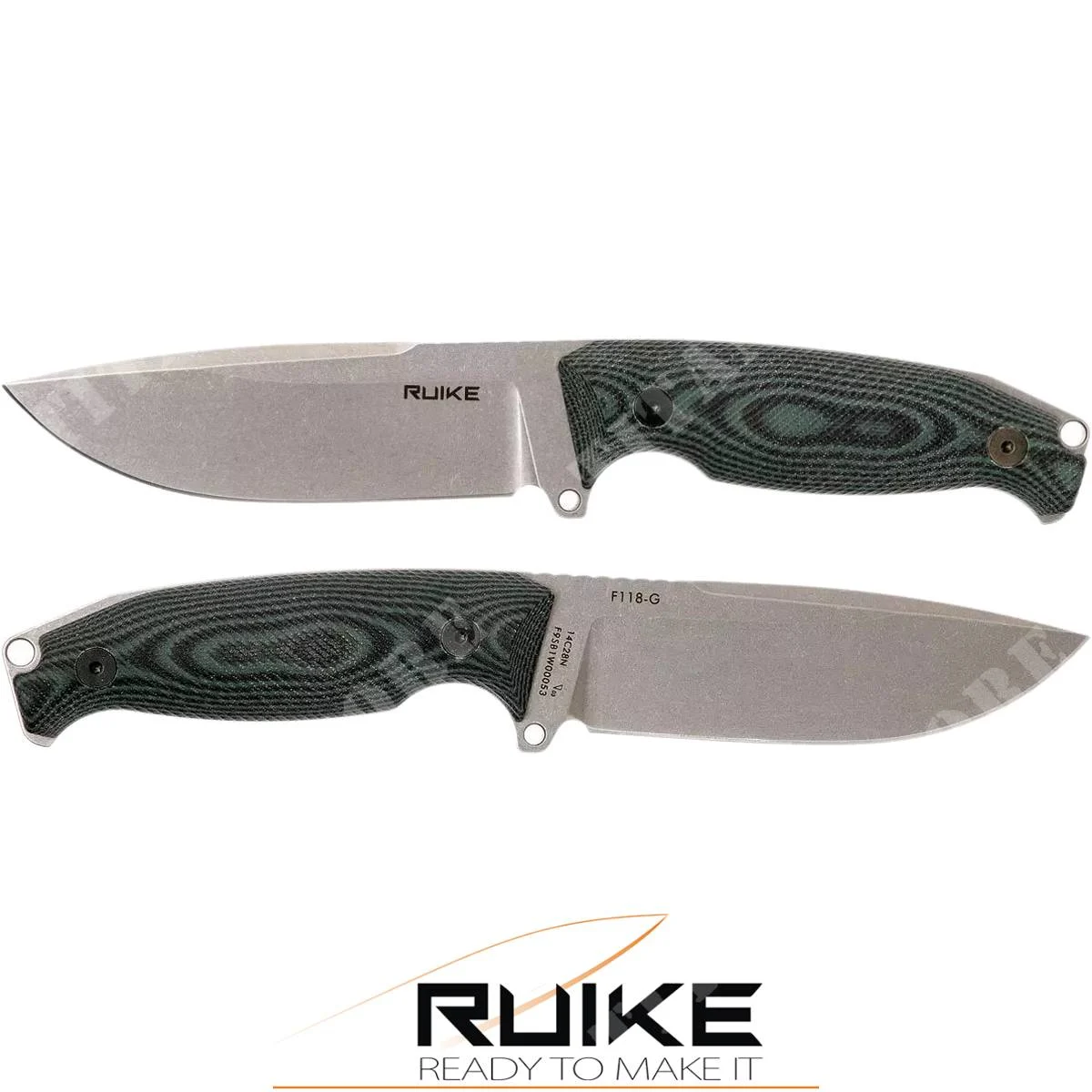 CUCHILLO JAGER F118-G DE HOJA FIJA CON MANGO RUIKE VERDE (RKE F118-G)