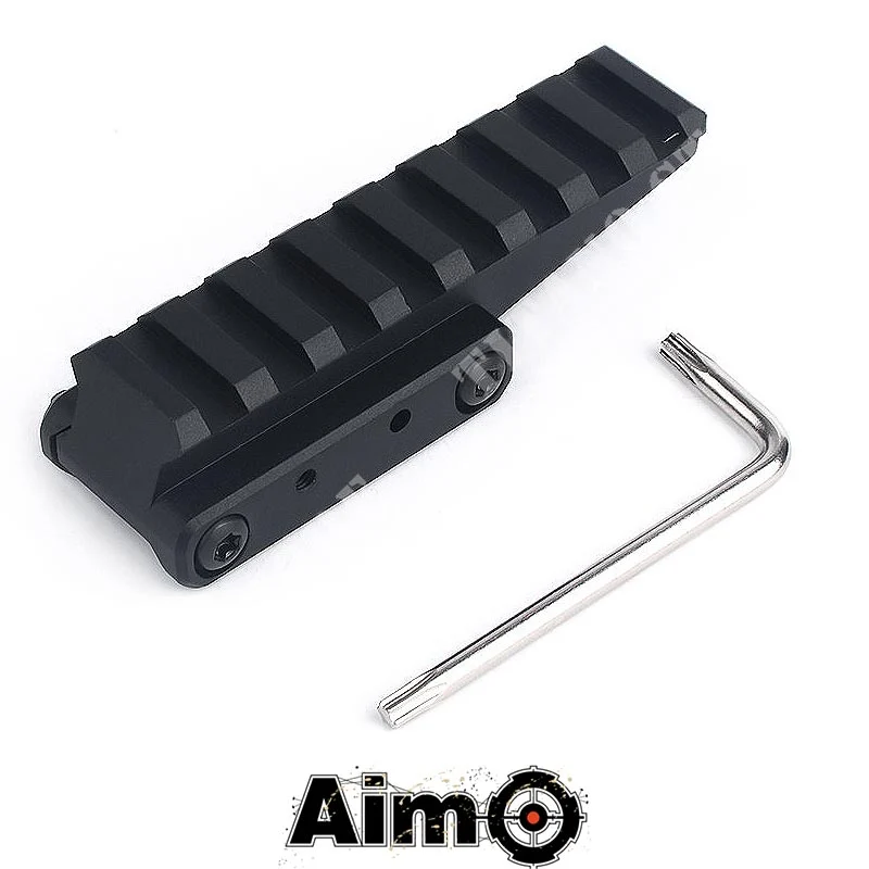 CARRIL ELEVADO 20MM 8 RANURAS NEGRO AIMO (AO9034-B)
