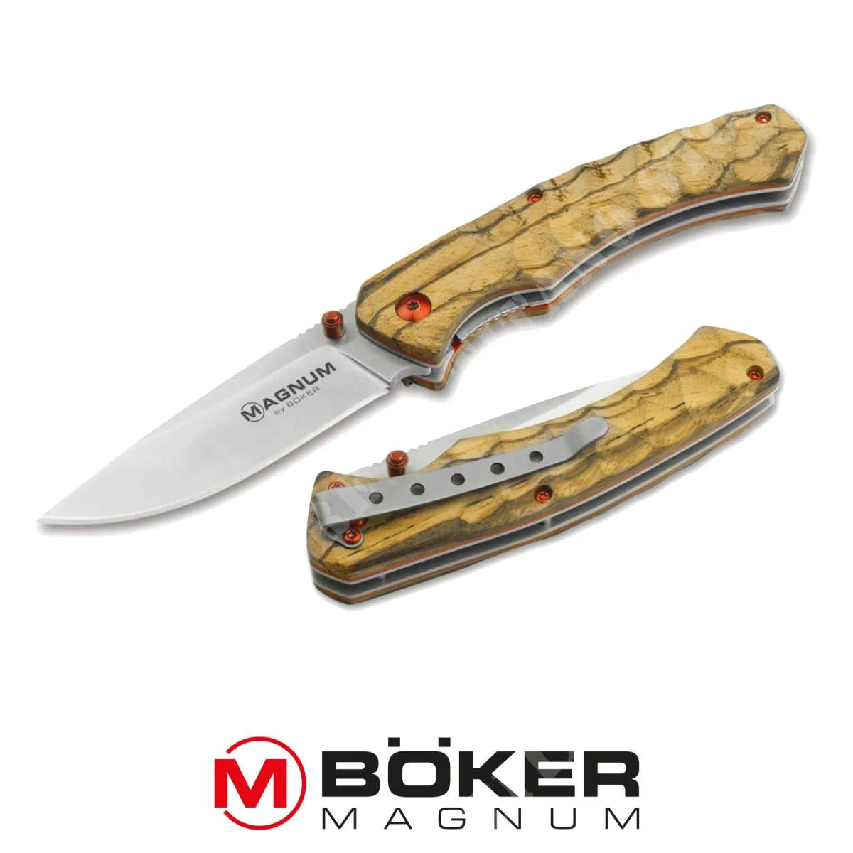 CUCHILLO ALUMNO ROJO M / MADERA MAGNUM BOKER (BO-01SC071)