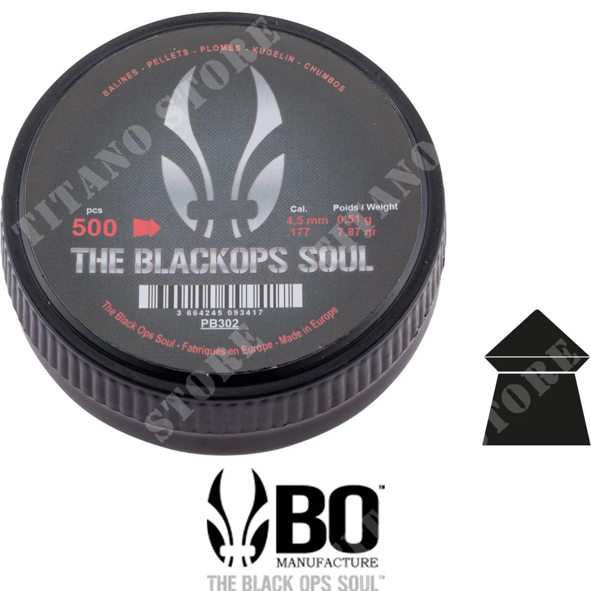 PLUMBINI POINT CAL 4,5mm 0.51g 500Pcs THE BLACKOPS SOUL (TBS-PB302)