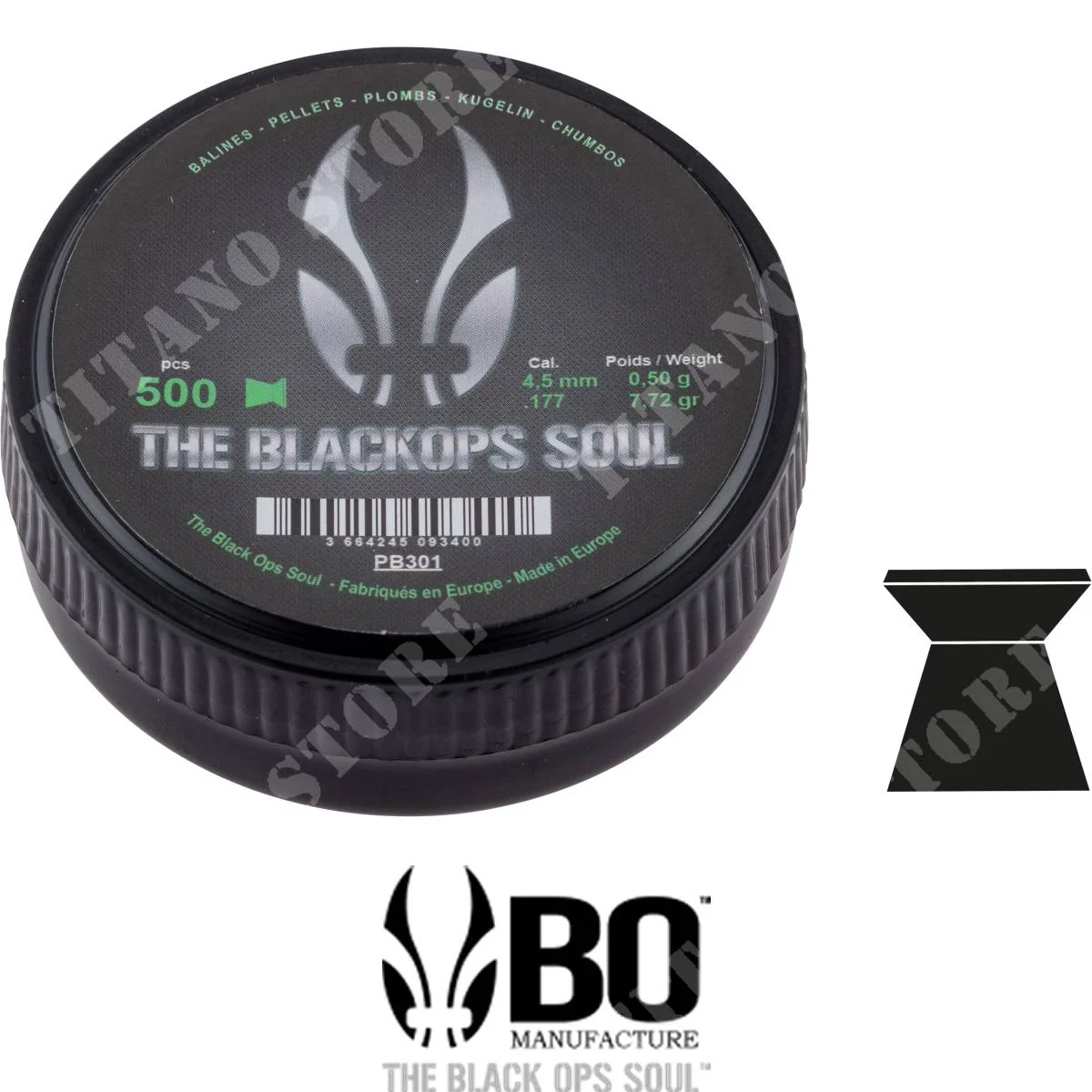PLUMBINI HEAD FLAT CAL 4,5mm 0.50g 500Pcs THE BLACKOPS SOUL (TBS-PB301)