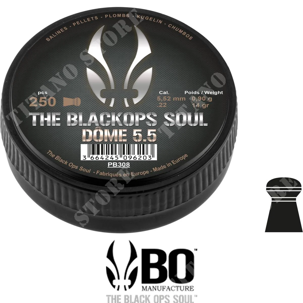 CÚPULA PIOMBINI 5,52mm 0.90g 250Pcs THE BLACKOPS S. (TBS-PB308)