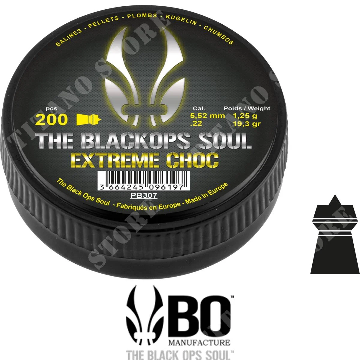 PLOMOS EXTREME CHOC CAL 5,52mm 1,25g 200Pcs THE BLACKOPS SOUL (TBS-PB307)