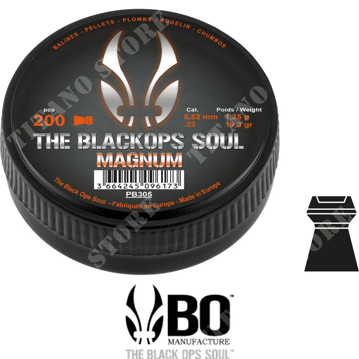 PIOMBINI MAGNUM CAL 5,52mm 1,25g 200Pcs THE BLACKOPS SOUL (TBS-PB305)