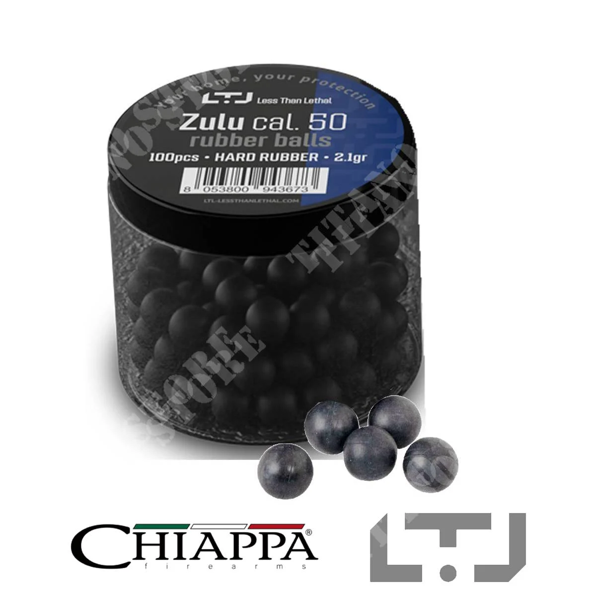 MUNICION ZULU GOMA DURA .50CAL 2.1gr 100Pcs MENOS QUE LETAL (395-016)