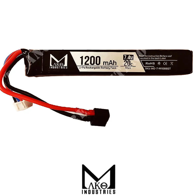 BATERÍA 7,4x1200 LIPO 20C STICK MAKO (MO-7.4x1200ST)