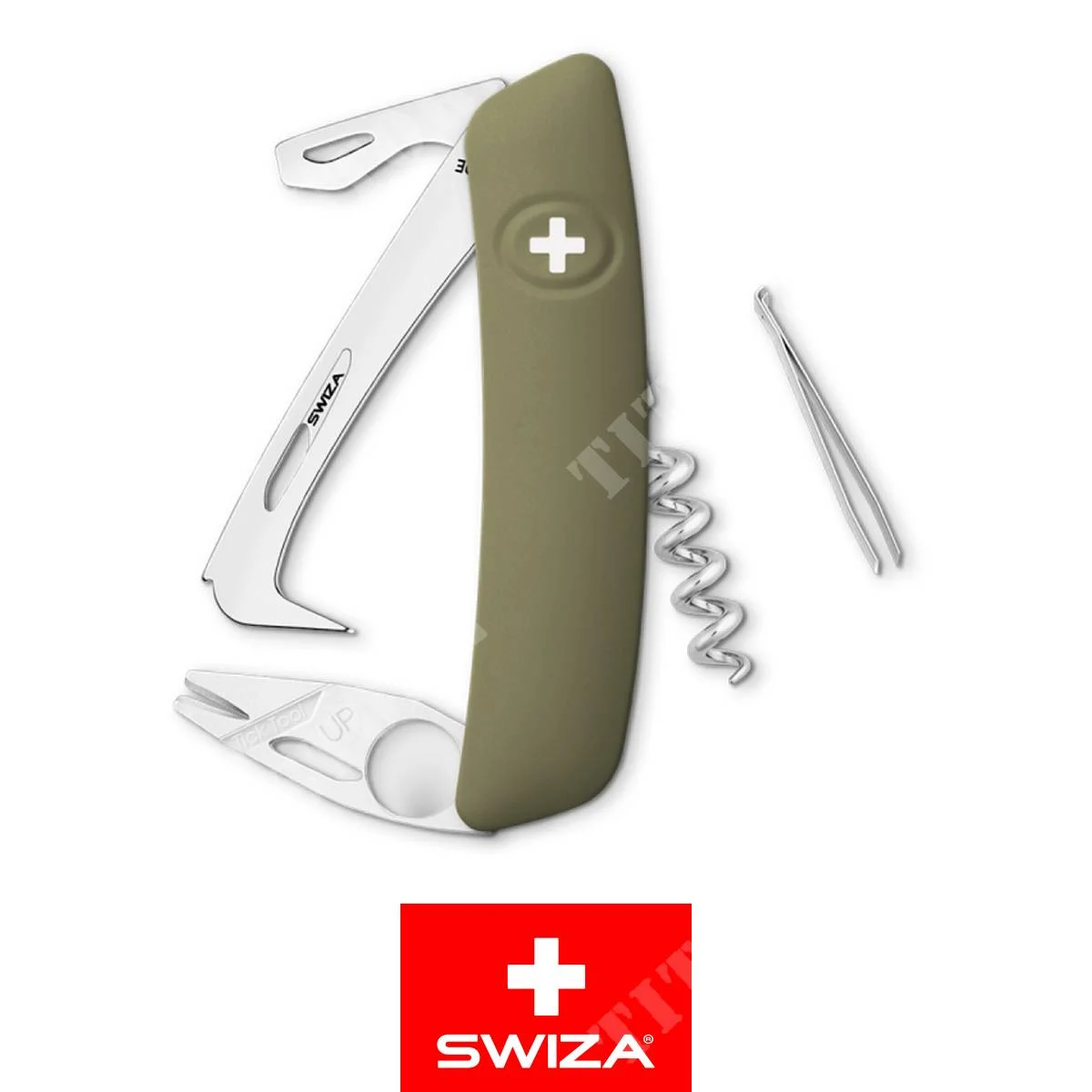 HO03 TICK TOOL OLIVE CUCHILLO 5 FUNCIONES SWIZA (KHO.0070.1050)