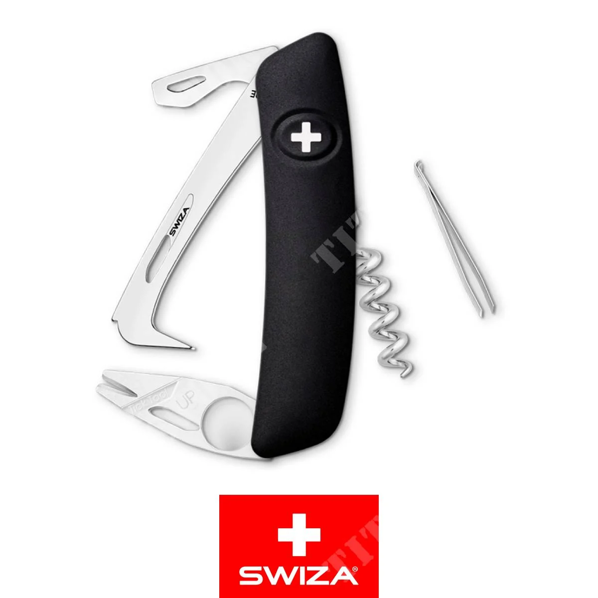 HO03 CUCHILLO TICK TOOL NEGRO 5 FUNCIONES SWIZA (KHO.0070.1010)