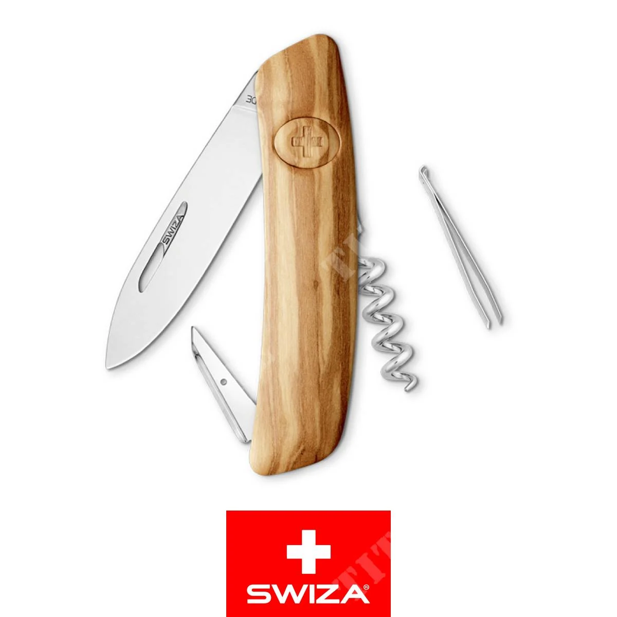 CUCHILLO D01 BOIS OLIVE MULTIUSOS 4 FUNCIONES SWIZA (KNI.0010.6310)