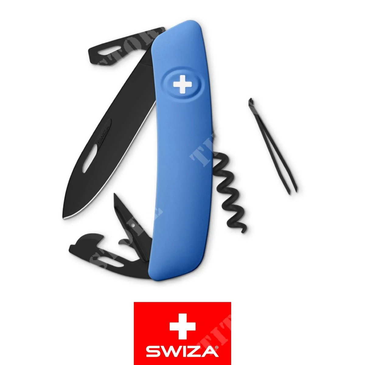 CUCHILLO D03 ALLBLACK AZUL MULTIUSOS 6 FUNCIONES SWIZA (KNI.0033.1030)